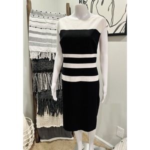 Ralph Lauren Black & White Pencil Dress Stripe Sleeveless Women’s Size 16